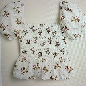 J.Crew Puff-sleeve smocked top size XL